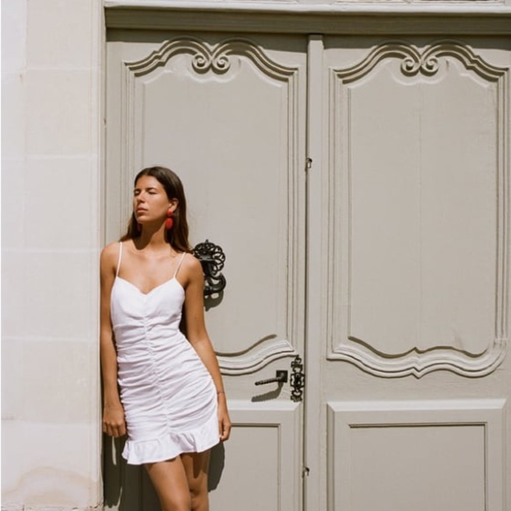 Zara Linen blend dress NEW white (4-6)